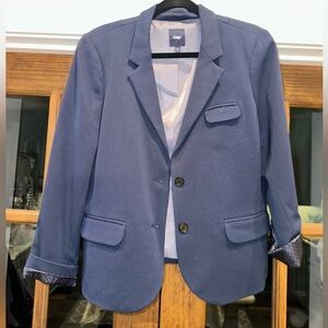 EUC Gap Size 12 Women’s‎ Navy Blue Blazer with Polka Dot Liner